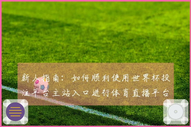 新人指南：如何顺利使用世界杯投注平台主站入口进行体育直播平台体验